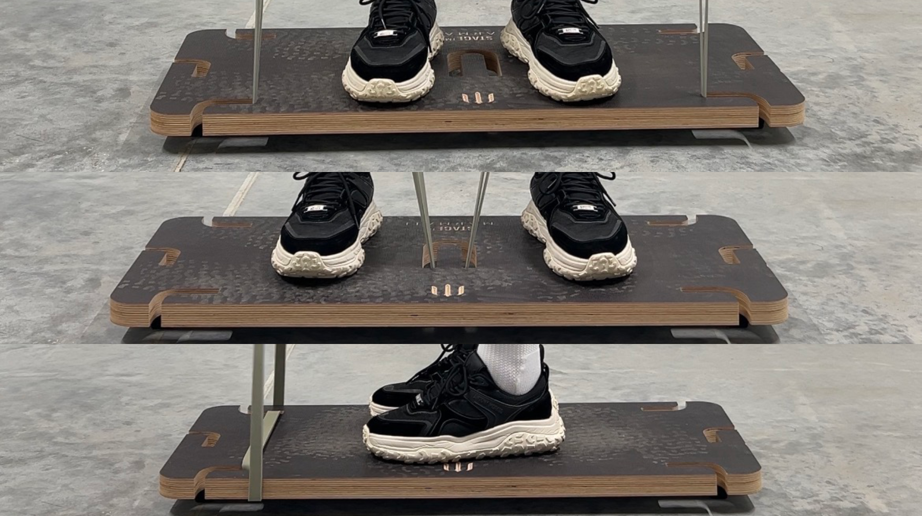 Three views of RAWBAND™ connected through the STAGE™ platform’s side and central slots